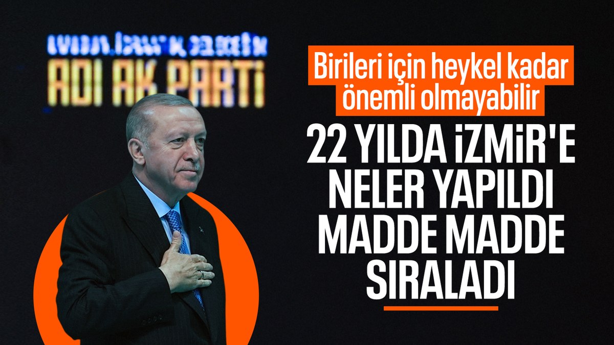 Cumhurbaşkanı Erdoğan, son 22 yılda İzmir’e yapılanları tek tek anlattı